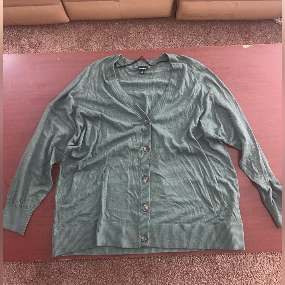 Torrid Sage Green Button-Up Cardigan